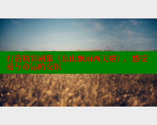 打造精彩剧集《东山飘雨西关晴》,感受爱与命运的交织 打造精彩剧集《东山飘雨西关晴》,感受爱与命运的交织